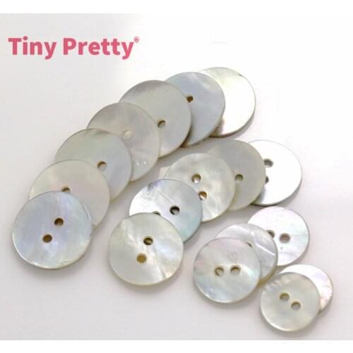 50pcs Natural Round Shell Buttons 2 Holes Flatback Mother of Pearl Buttons 10-20mm for DIY Crafts, Sewing Works, Embellishment