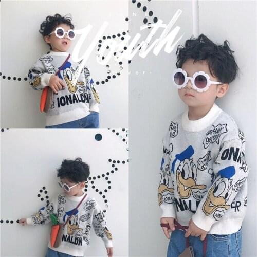 Disney Cartoon Pullover Sweater Kid Boy Girl Knitted Sweatshirt Jacket Childrens Clothing Donald Fauntleroy Duck Don Top