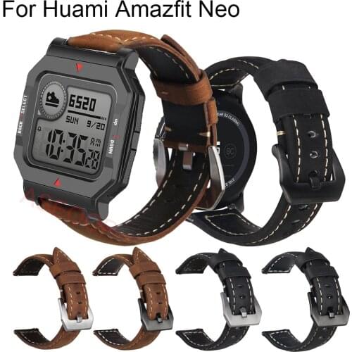 Soft Leather Watch Strap For Xiaomi Huami Amazfit Neo GTR 42/47mm Smart Watch Replacement Wristband For Amazfit Neo Watch Band