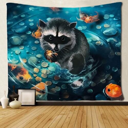 Cute Funny Animal Raccoon Custom Tapestries