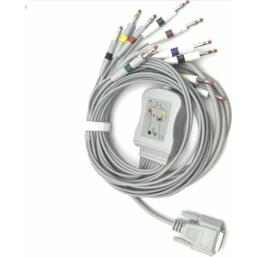Compatible For Nihon Kohden ECG-1250,ECG-1350 ECG EKG Cable with leadwires 10 leads Medical ECG Cable 4.0 Banana End AHA,TPU IEC