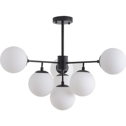 Modern LED glass pendant Light black golden ceiling lamp Led glass ball pole hanging Lamp for dining room bedroom kitchen room