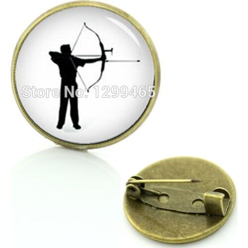 Sports archer silhouette decoration pin Steam Punk archery brooches Wholesale casual sport Charms ball fans badge men women T521