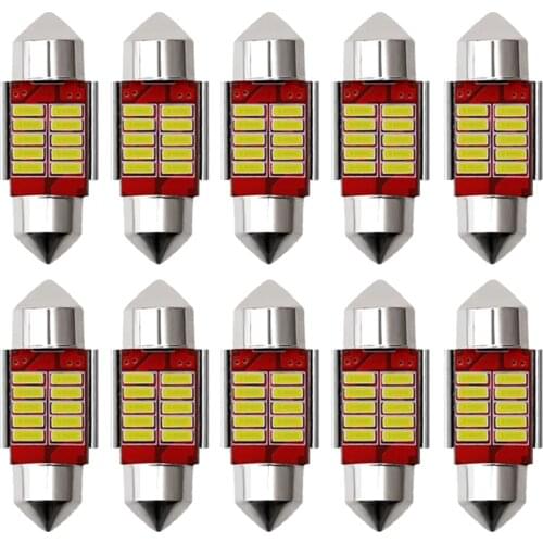 10Pcs C5W C10W LED Bulbs Canbus Festoon-31MM 36MM 39MM 41MM 4014 10 12SMD NO ERROR Car Interior Dome Light Reading Light 12V/24V