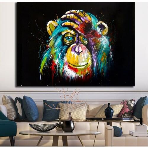 Street Graffiti Art Abstract Cute Monkey Canvas Painting Posters and Prints Cuadros Banksy Pop Wall Art Picture for Living Room