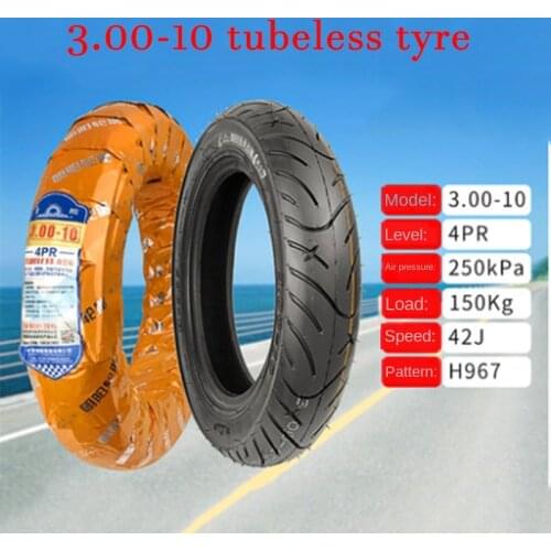 High Quality 3.00-10 Vacuum Tire 300-10 Electric Vehicle Tubeless Tyre Explosion Proof Tyre