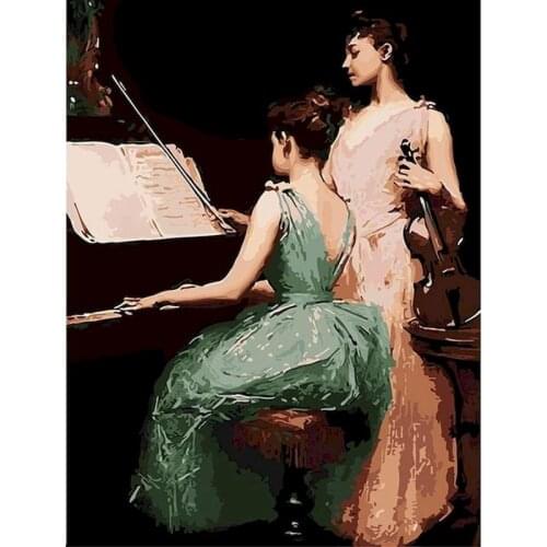Woman Painting By Number Piano Girl On Canvas Frame Acrylic Paint DIY Kits For Adults Coloring Drawing Picture By Number Decor