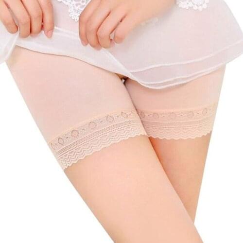 Ladies Women Summer Safety Pants Lace Seamless Stretchy Underpants Solid Color Boxer Shorts