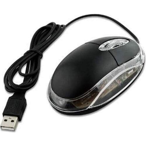1pcs Mouse Black Mini USB Optical 3D Mouse Scroll Wheel LED Light Mouse for PC Laptop Computer