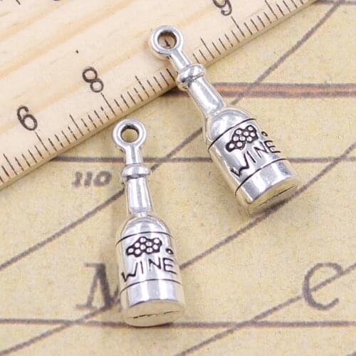 10pcs Charms wine bottle winebottle 27x8x8mm Tibetan Bronze Silver Color Pendants Antique Jewelry Making DIY Handmade Craft