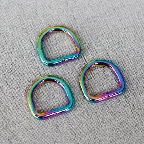 15mm Colourful Metal Non-Welded Plating Zinc Alloy D Rings For Backpacks Straps shoes Bags Cat Dog Collar DIY Accessories
