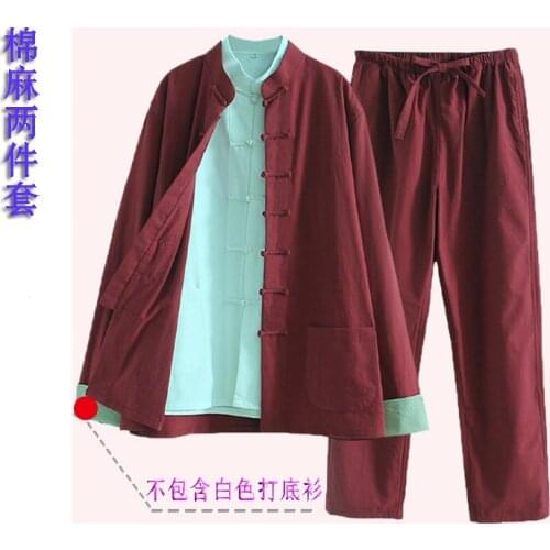 2pcs/set high quality men cotton&linen tang suit wing chun kung fu clothing martial arts uniforms hanfu tai chi wushu suits