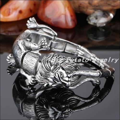2015 Hotsale Punk Jewelry Stainless Steel Lazy Lion Mens Male Bracelet Bangle 22cm,Perfect Technology
