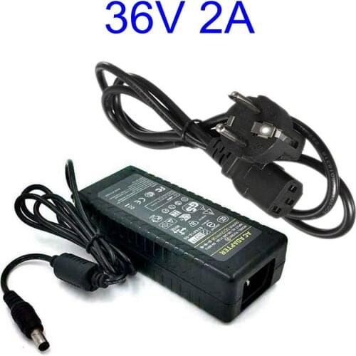 36V 2A 72W AC DC Adapter Charger For 5050 3528 LED Light CCTV 36V2A Switch Power Supply 5.5*2.5/2.1mm With AC Cable Cord