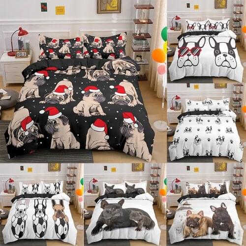 3D Cute Pug Soft Duvet Cover Animal Bedding Set Single Twin Double Full Queen King Size Bedroom