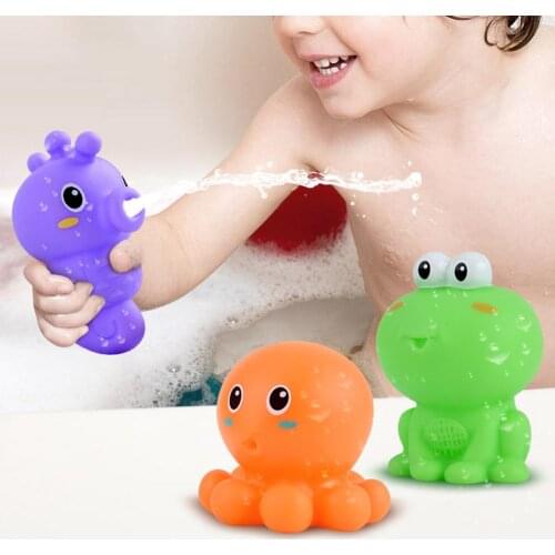 4Pcs Cartoon Frog Tortoise Animal PVC Model Squeaky Sprinkler Scoop Baby Bath Toy