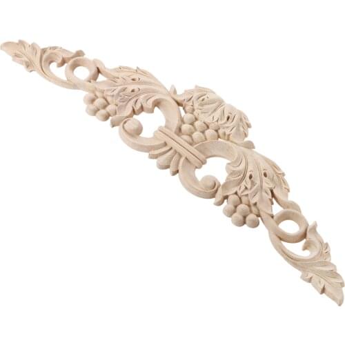 40*9.5cm Wood Flower Onlay Decal Corner Applique Home Furniture Decor Decorative Wood Carved Long Applique Vintage Decoration