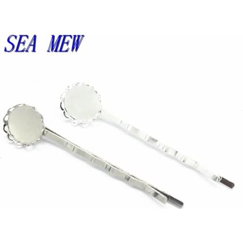 50 PCS Copper Barrettes 12/14/20mm Round Cabochon Base Vintage Antique Bronze Hair Pin Blank Tray Setting