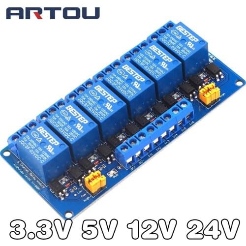 3.3V 5V 12V 24V 6 Channel Relay Module High and low Level Trigger Dual Optocoupler Isolation Relay Module for Arduino