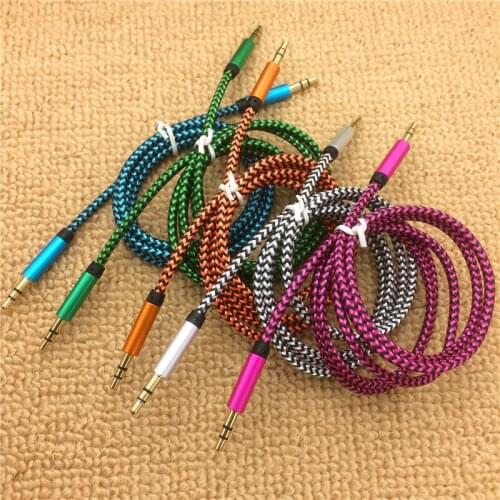 200pcs/lot Aux Cable Car 3.5mm to 3.5mm Jack Audio Cable Male to Male Nylon cable Cord For Car iphone 5 6 Samsung s8