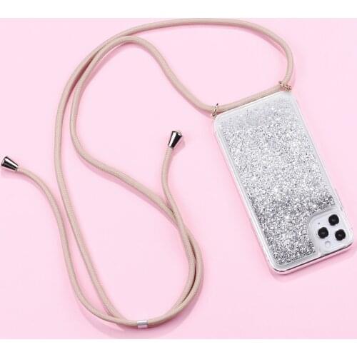 Sparkle Glitter Strap Cord Chain Phone Necklace Lanyard Phone Case Carry Cover Hang For iPhone 12 11 Pro XS Max XR X 8Plus 8
