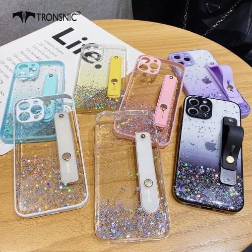 Glitter Stand Phone Case for iPhone 12 11 Pro Max XR Xs Max Soft Silicone Shiny Foil Black Purple Case for iPhone 7 8 Plus Cover