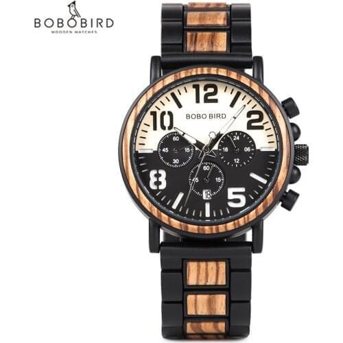 Bobo Bird 2020 Luxury Mens Watches for Man Wooden Quartz Wristwatch Luminous Male Watch Chronograph Orologio Uomo Top Brand