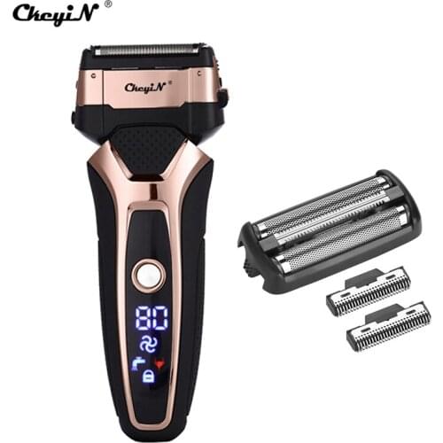 MenS Professional With LCD Digital Display 3D Floating Blade Electric Shaver Fast Charging Rechargeable Razor Bald Shaving Tool