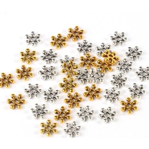 7*2mm Metal Alloy Snowflake Loose Spacer Beads for Needlework Jewelry Making Supplies Diy Charms Bracelet Necklace Accessories