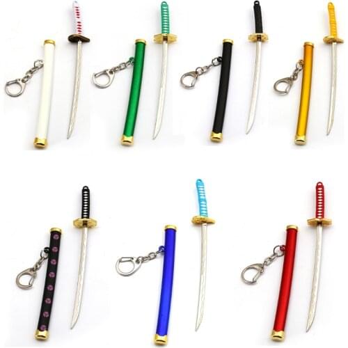 New One Piece Keychain Roronoa Zoro Sword Metal Key Chain Ring Chaveiro Men Car Women Bag Jewelry Toolholder Scabbard Katana