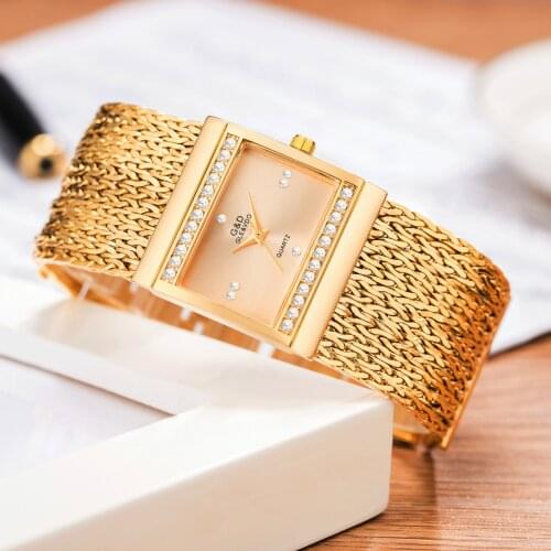 Ladies Wrist Watches Woman Famous Brand Dress Square Design Female Wristwatch Gold Stainless Steel Clock Montre Femme 2021