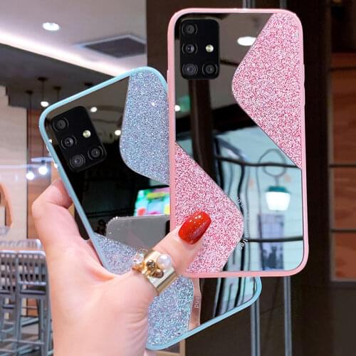 S Line Mirror Glitter Case for Samsung Galaxy A01 A11 A21S A31 A51 A41 A71 M11 M21 Bling Diamond Girls Soft Cover