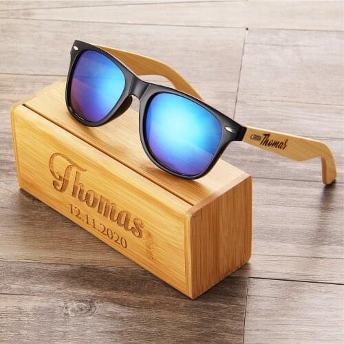 Personalized engraved name Wooden Sunglasses, Engraved Unisex Sunglasses with Wooden Box, Mens Gift, Groomsmen Christmas Gifts