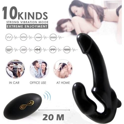 Remote Control Double Ended Dildo Dual Vibrators Lesbian Strap-on Penis Vibrator for Female Adult Product Sex Toys