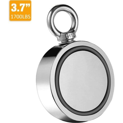 Double-Sided Neodymium Magnet Super Powerful Salvage Magnetic Hook with Ring Lifting Hanging Retrieving River Fishing Magnets