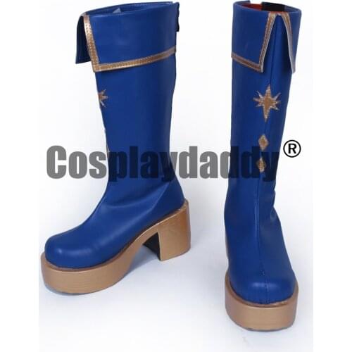 Enseble Star Knights Tsukinaga Leo Blue Long Cosplay Shoes Boots S008