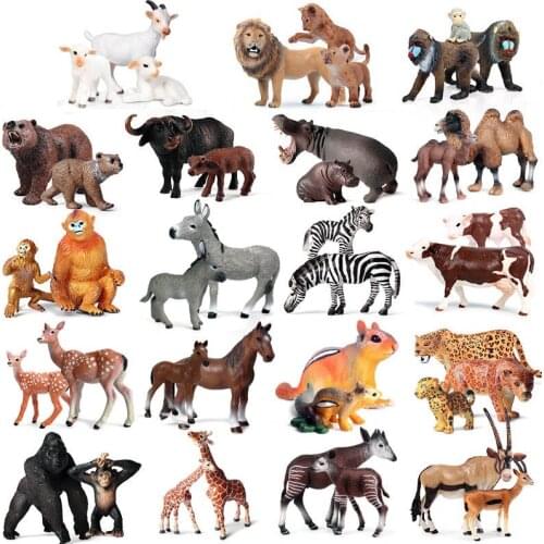 Toy Figures Model Handmade Wild Animal Bear Arctic Fox Family Parent-child Combination