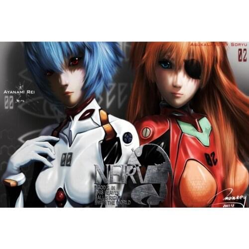 Japanese Anime Rei Ayanami Cloth Silk Canvas HD Poster Home And Bedroom Decoration Wall Fabric Poster Custom Print More Size