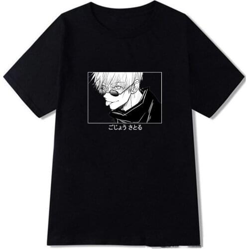 Jujutsu Kaisen Gojo Satoru Kawaii T Shirt Woman Summer Top Short Sleeves Tees Black T-Shirt
