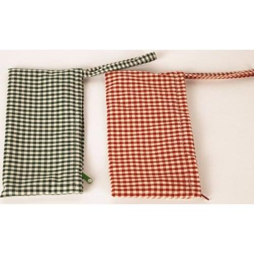 Classic grid pen bag fashion pen bag cosmetic bag for students grid coins purse