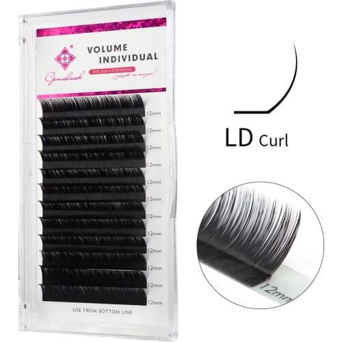 GENIELASH All Size LD Curl Eyelash Extensions Individual Eyelashes Mink with Lash-lift Effect Prof Lashes for Grafting 12lines