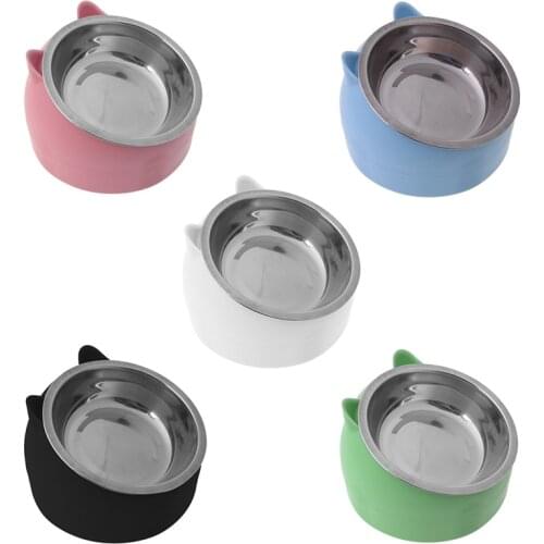 Stainless Steel Cat Dog Food Bowl Container 15 Degree Slanted Non-slip Pet Utensils Puppy Feeder Pet Feeding Supplies C42