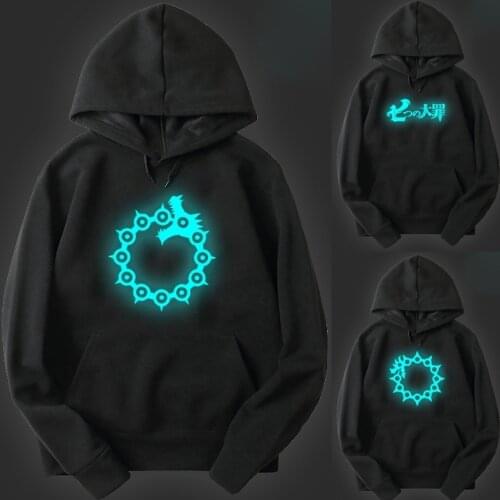 Fashion Luminous Men Women The Seven Deadly Sins Hoodie Printed Boys Girls Sportswear Noctilucous Teens Sweatshirt Pullover Gift