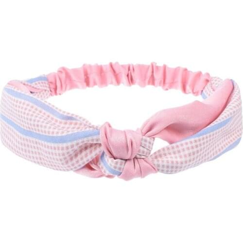 Fashion Cross Knot Headbands Imitate Silk Print Lattice Elastic Hair Bands Turban Ribbon Headwear Women Hair Accessories