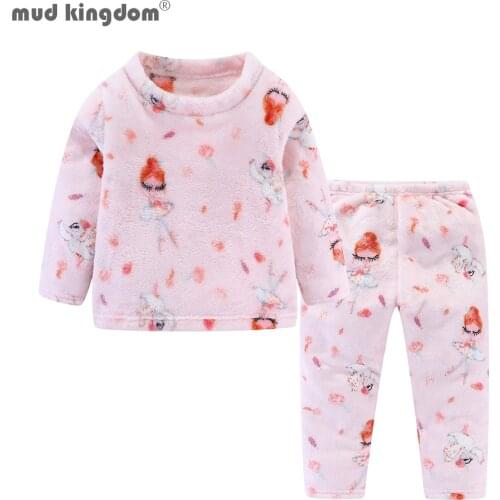 Mudkingdom Little Boys Girls Winter Pajama Sets Dinosaurs Pajamas Coral Velvet Thermal Sleepwear Kids Clothes