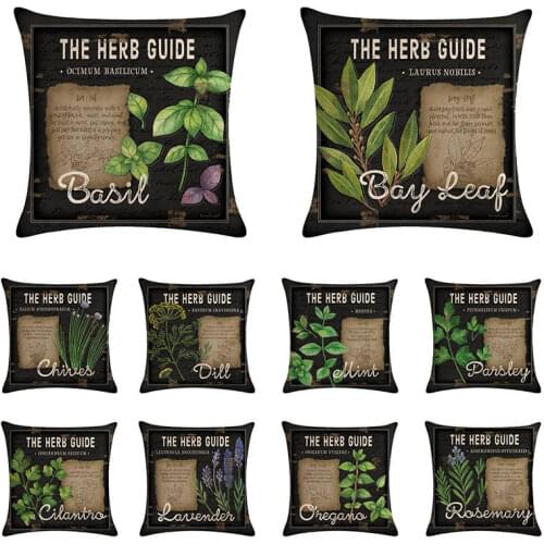 Herb Guide Pattern Cushion Cover Sofa Bed Pillow Cover Square Throw Pillowcase Plant Style Decorative Pillow Case i858