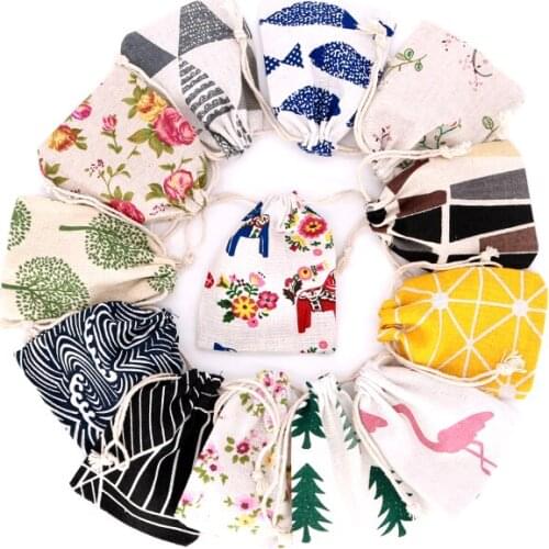 Wholesale 5pcs/lot Small Cotton Bags 8x10cm Wedding Decoration Linen Gift Bag Charms Jewelry Packaging Bags Drawstring Pouches