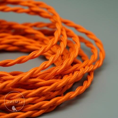 2x0.75mm Orange Twisted Wire Twist Cable Retro Braided Electrical Wire Fabric Wire DIY Pendant Lamp Wire Vintage Lamp Cord