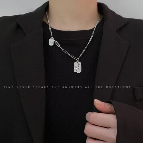 Titanium Steel Personalized Cold Wind Necklace for Men and Women Niche Design Temperament Tide Letters Pendant Jumper Chain