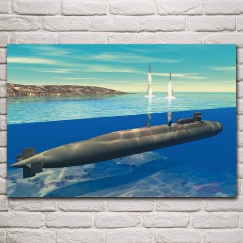 Military seaman submariners day launching missiles artwork living room home wall art decor wood frame fabric poster KP785